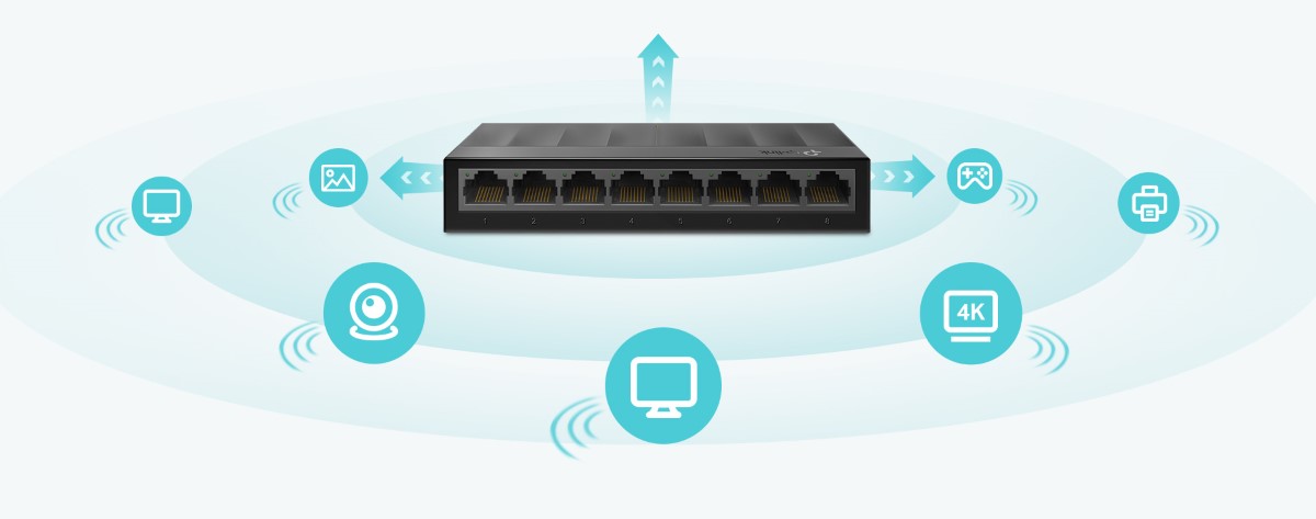 Switch TP-Link LS1008G hỗ trợ cổng gigabit